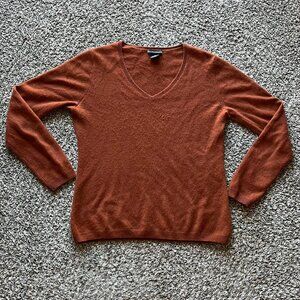 Sofia Cashmere Orange 100% Cashmere Sweater Wmn Med Eclectic Grandma Officewear